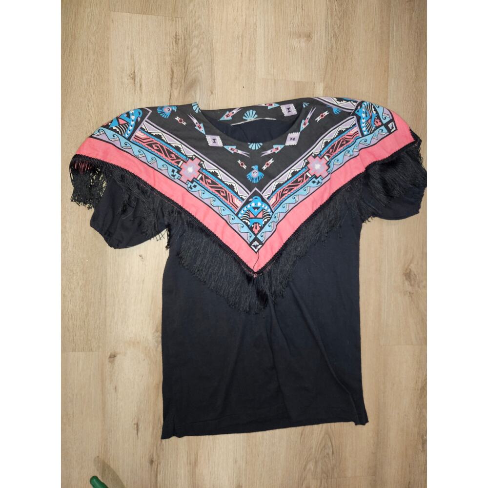 Vintage Womens native tassle bandana shirt southwestern 80s 90s